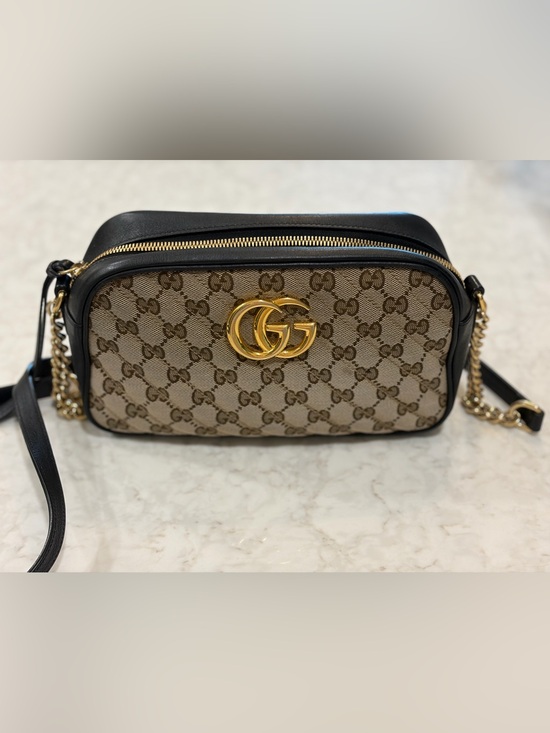 Gucci Handbags - Gucci Beige Brown GG Supreme Crossbody Bag with Gold Hardware